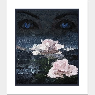 Blue Eyes and White Roses in the Dark Posters and Art